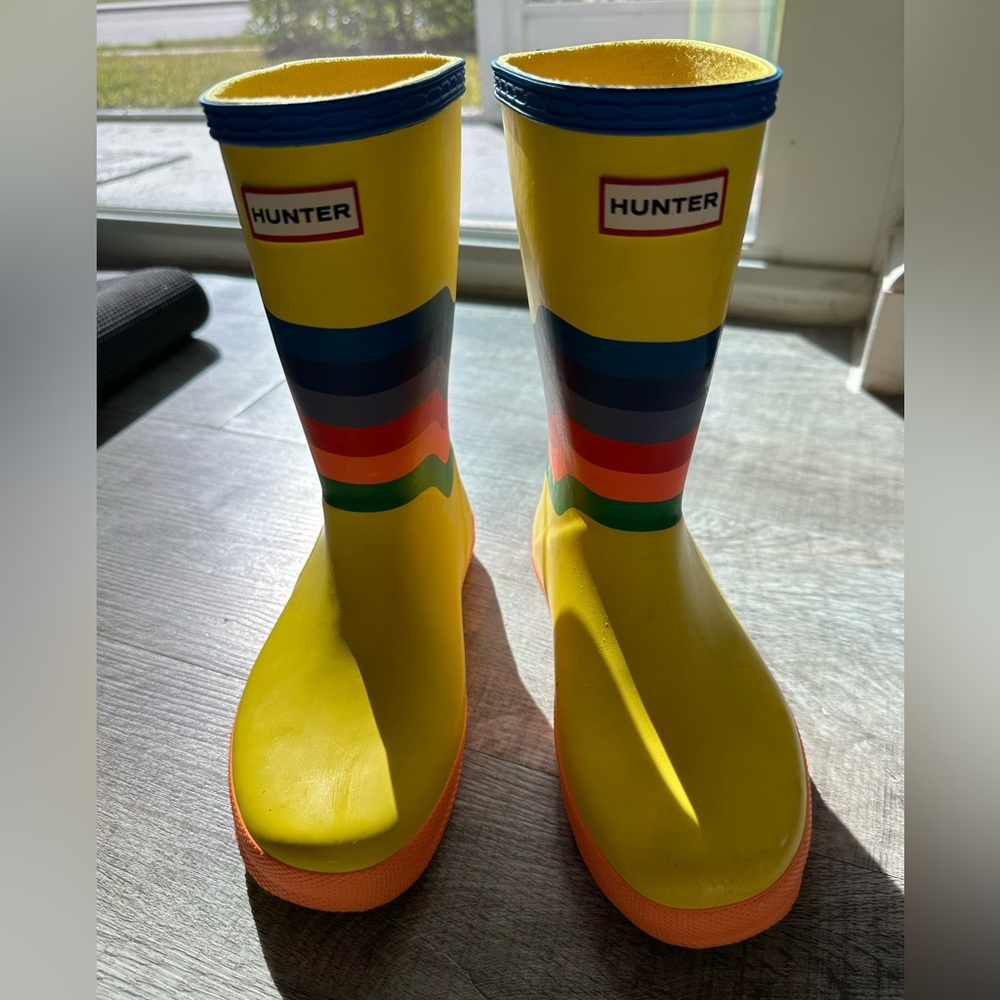 Hunter Kids Yellow Multicolor Rain Boots